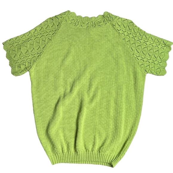 Vintage Short Sleeve Green Fairy Knit Top Size Large - Picture 7 of 8